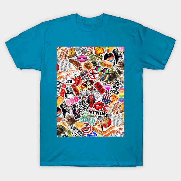 Sticker Bomb Sheet T-Shirt by Adatude